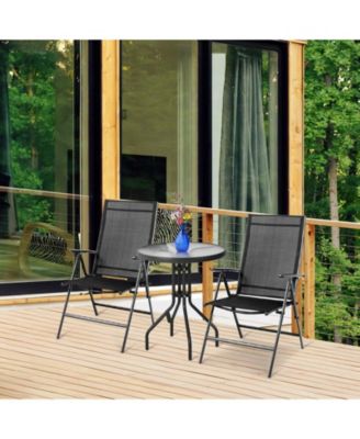 Set of 2 Adjustable Portable Patio Folding Dining Chair Recliners