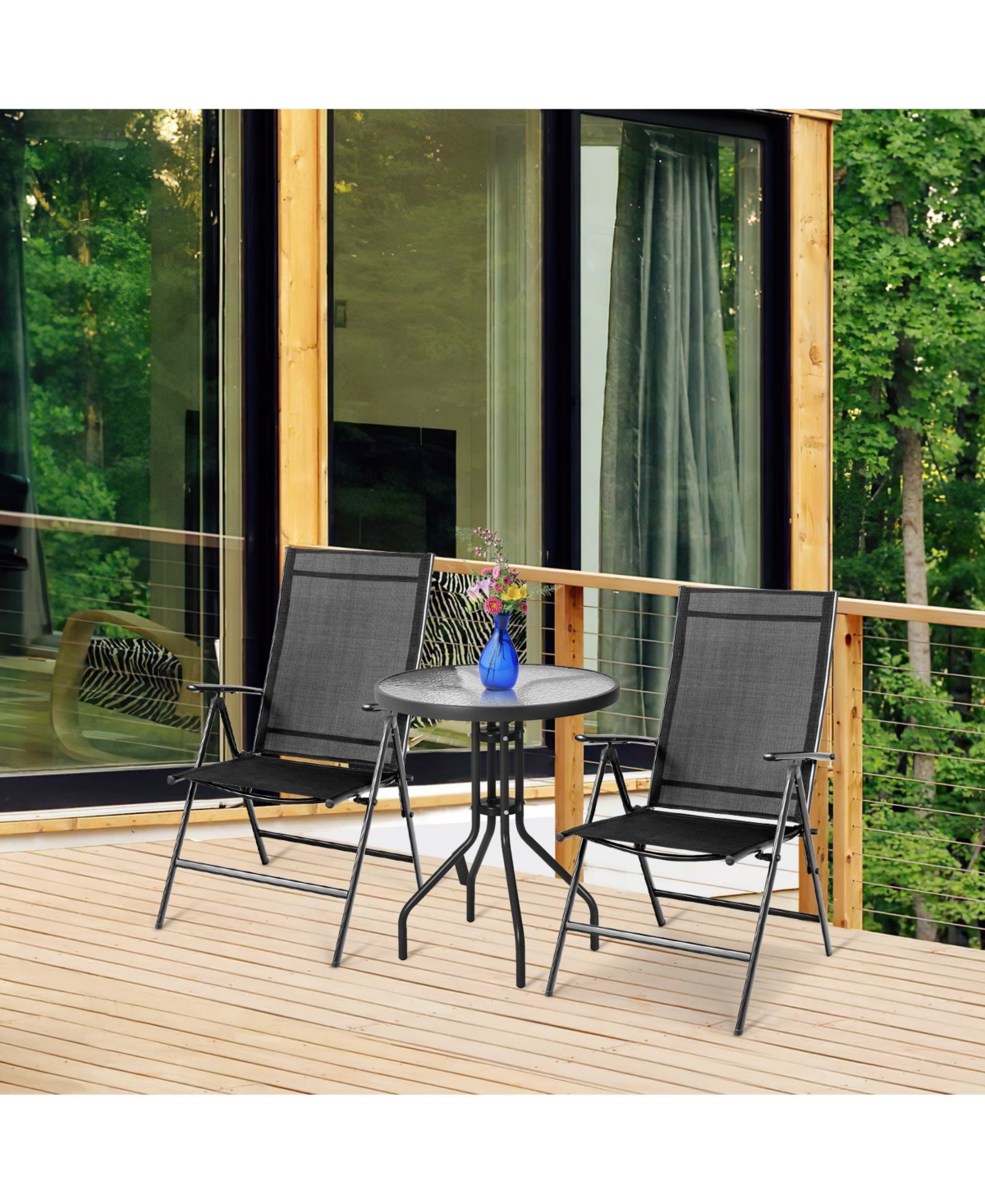 Sugift Set of 2 Adjustable Portable Patio Folding Dining Chair Recliners