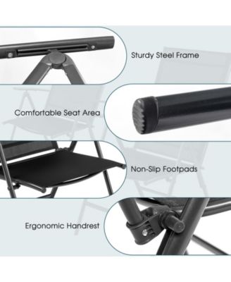 Set of 2 Adjustable Portable Patio Folding Dining Chair Recliners