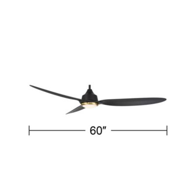 60" Revere Indoor Outdoor Ceiling Fan 3 Blade Customize LED Remote Control Matte Black Finish Bedroom Patio Damp Rated
