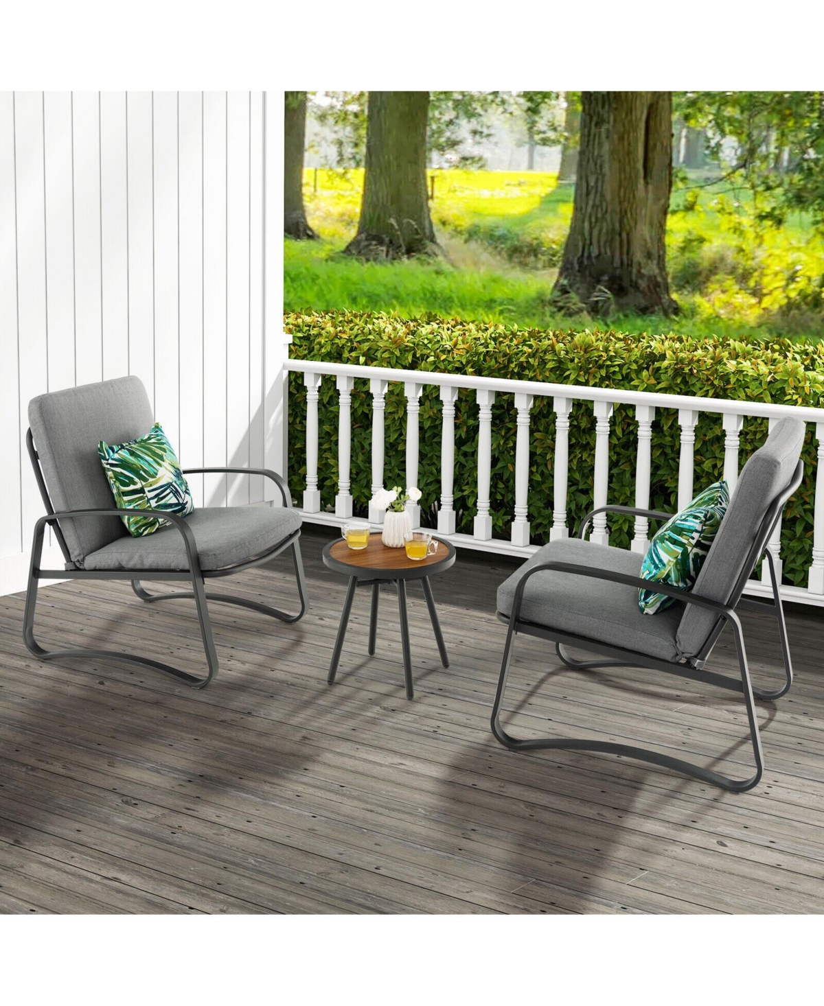 Inolait 3 Pieces Patio Bistro Conversation Set with Waterproof Dpc Tabletop