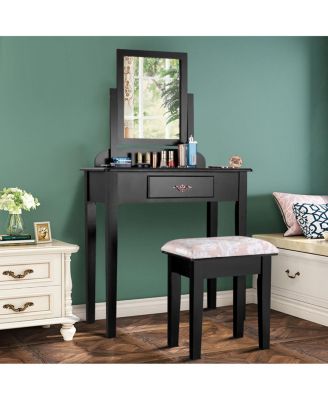 Vanity Dressing Table Stool Set with Large Makeup Mirror