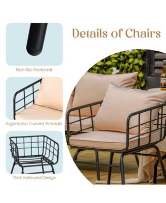 4 Pieces Patio Furniture Set with Seat Back Cushions for Garden