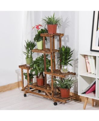 6 Tiers Wooden Plant Stand Home Garden Flower Pots Shelf for Indoor Outdoor