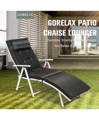Adjustable Outdoor Lightweight Folding Chaise Lounge Chair with Pillow
