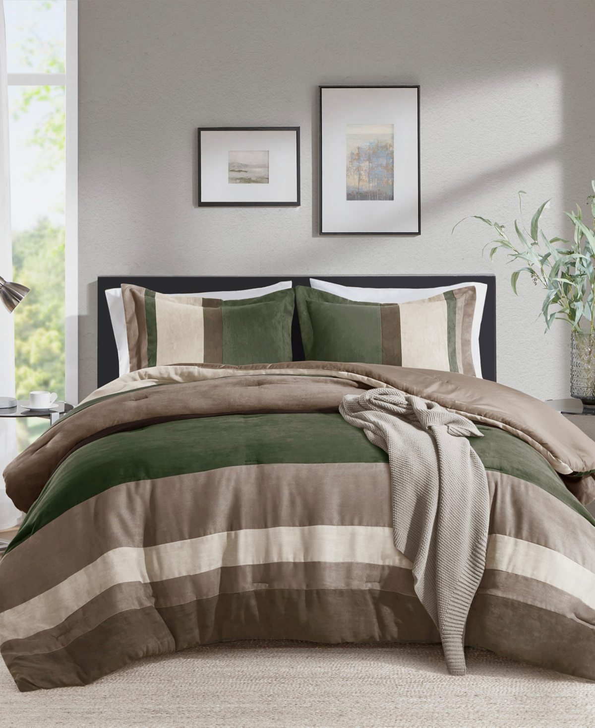 510 Design Boulder Stripe Micro Suede 2-pc. Comforter Set, Twin/twin Xl In Green
