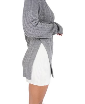 Women's At Last Cable Knit Jumper with Slit