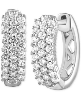 Macy's - Diamond Triple Row Hoop Earrings (1/2 ct. t.w.) in 14k White Gold