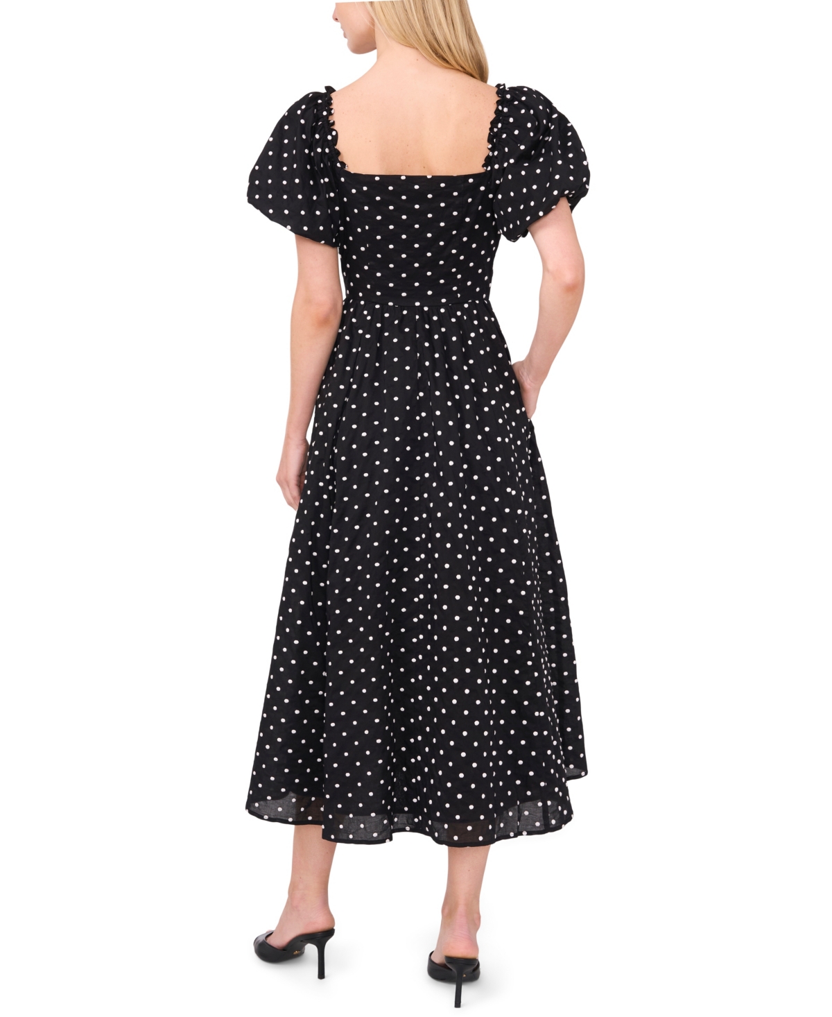Shop Cece Women's Puff Sleeve Button Down Dress In Rich Black