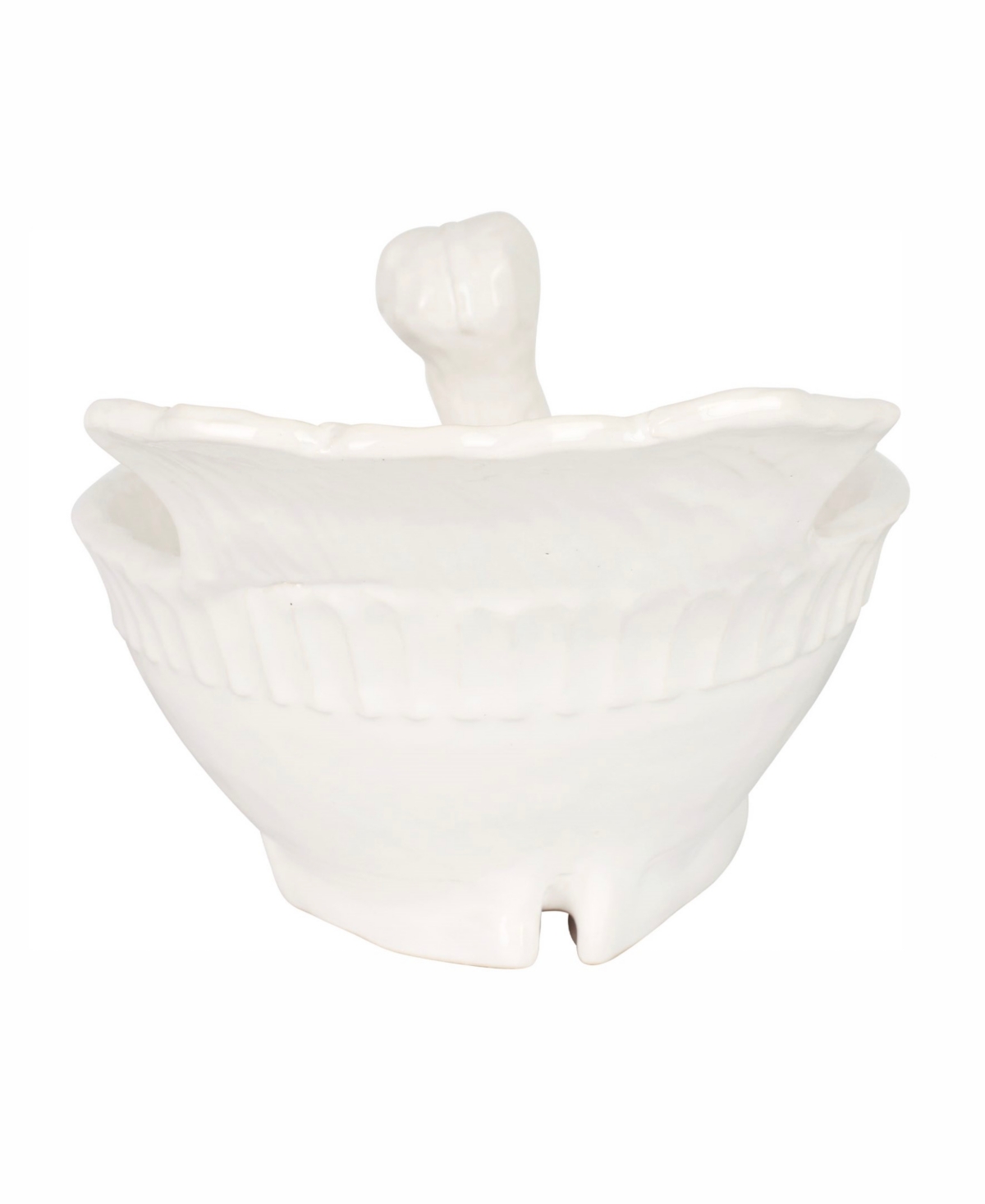Vietri Pietra Tacchino Figural Deep Serving Bowl In White