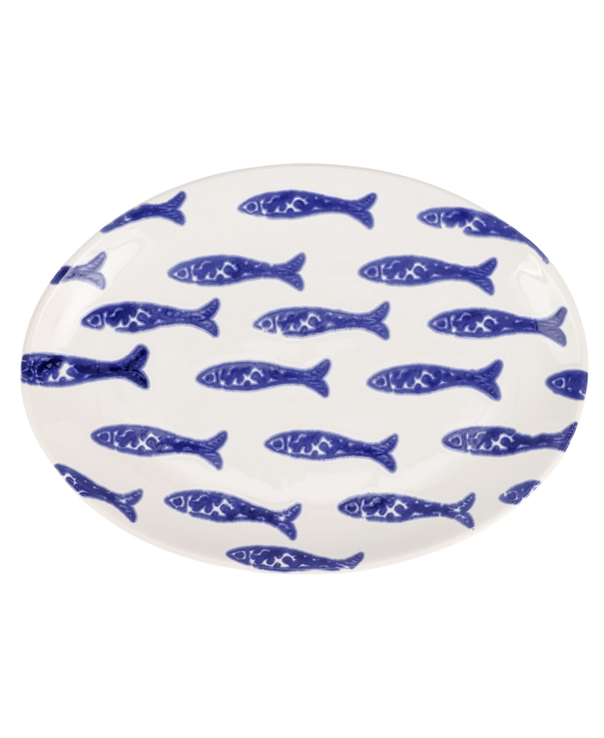 Vietri Santorini Fish Small Oval Platter In Blue
