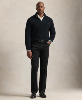 Men's Big & Tall Mesh-Knit Cotton Quarter-Zip Sweater