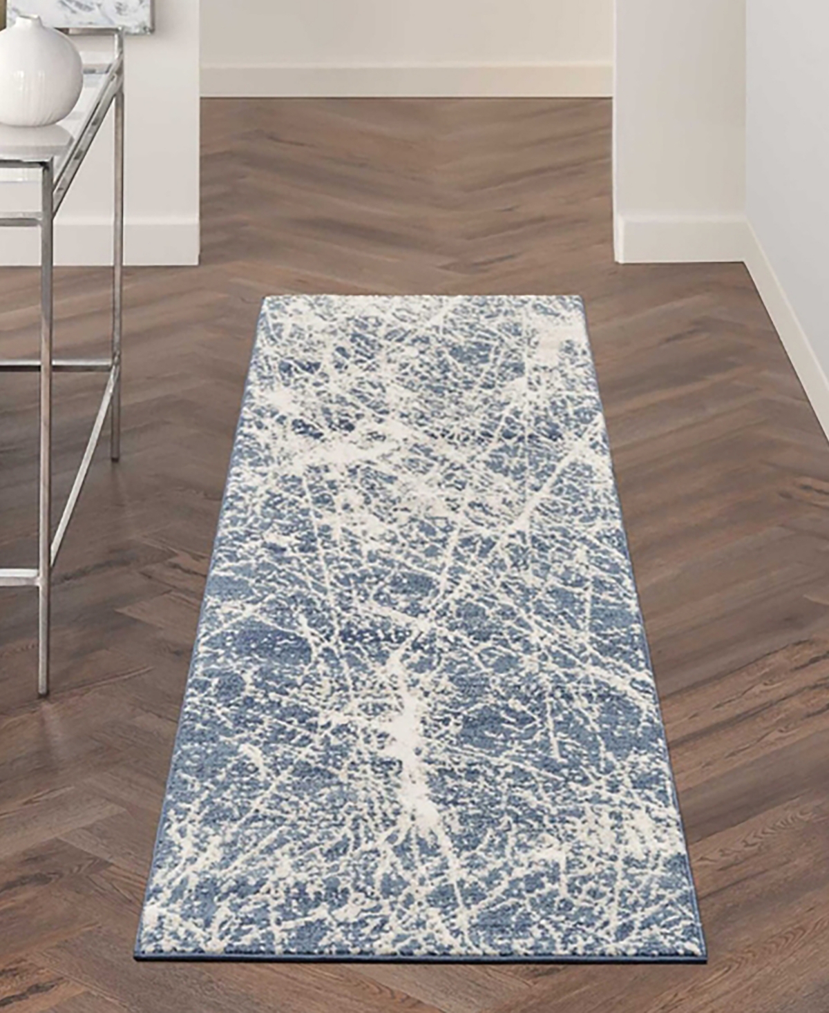 Nourison Home Exhale Exl02 2'2"x7'6" Runner Area Rug In Navy,ivory
