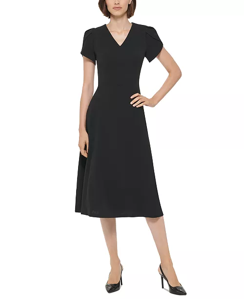 women's jewel-neck tulip-sleeve dress