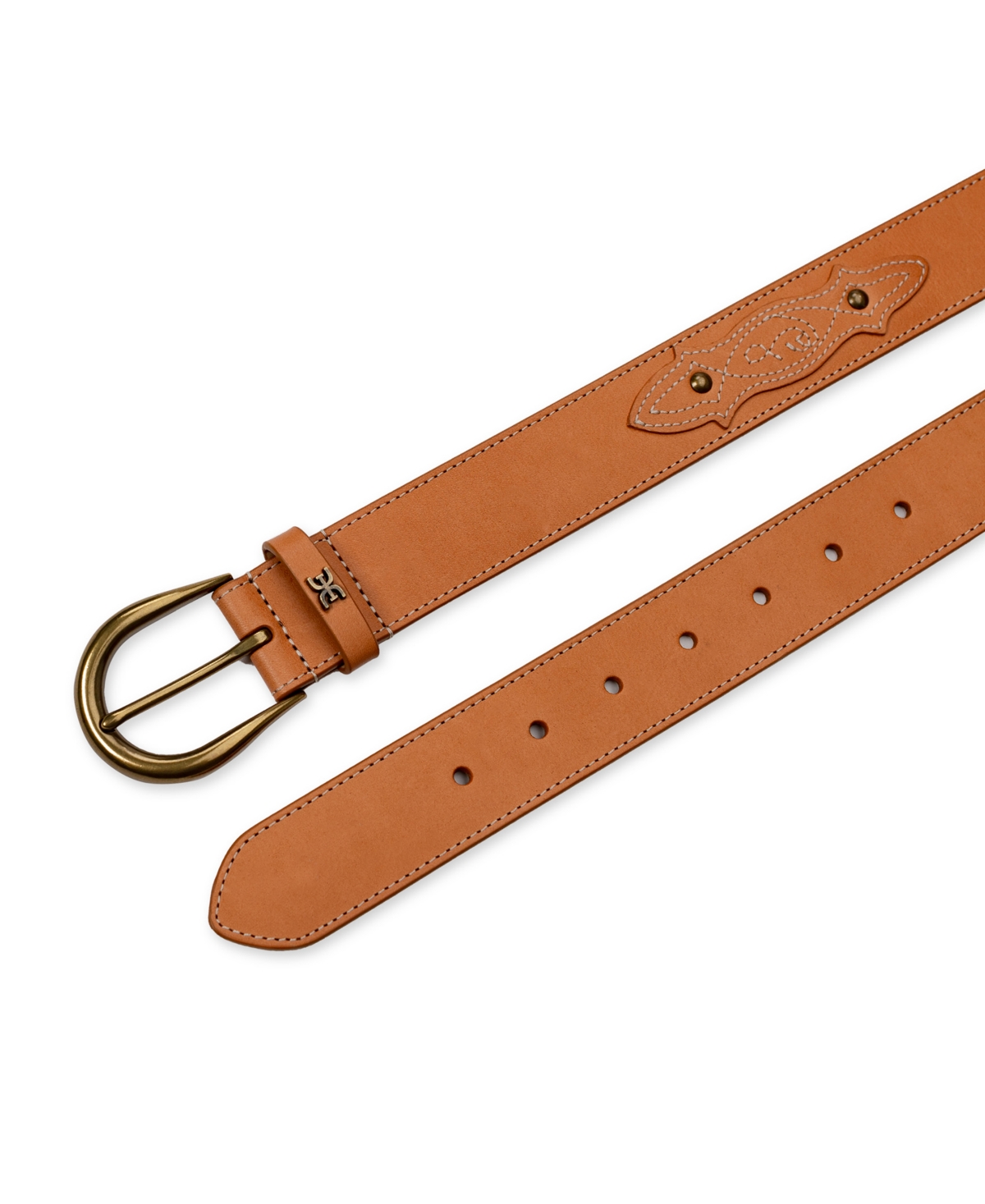 Shop Sam Edelman Women's Western Embroidered Casual Belt In Saddle Tan