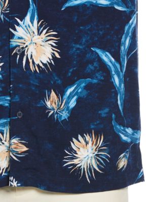 Men's Short Sleeve Button-Front Floral Print Camp Shirt