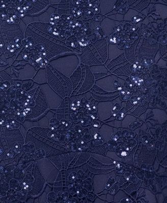 Women's Sequined Lace Cap-Sleeve Gown
