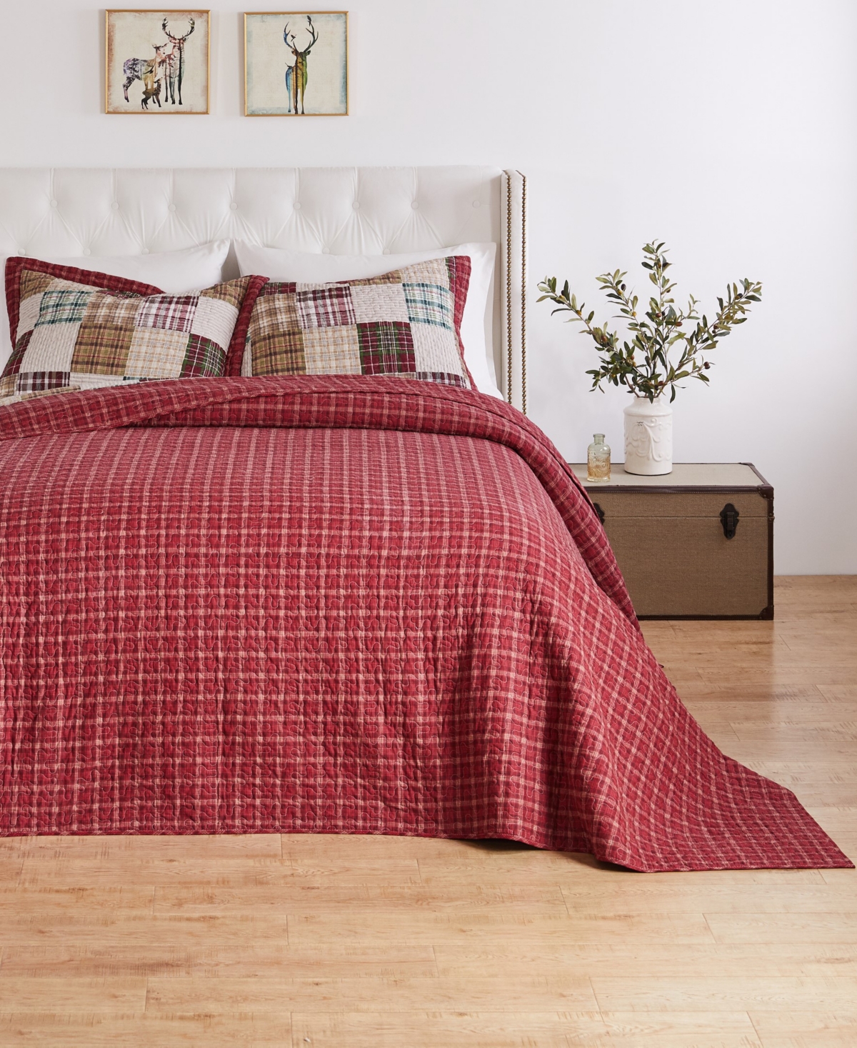 Greenland Home Fashions Greenland Home Oxford Traditional Plaid Bedspread Sets In Red