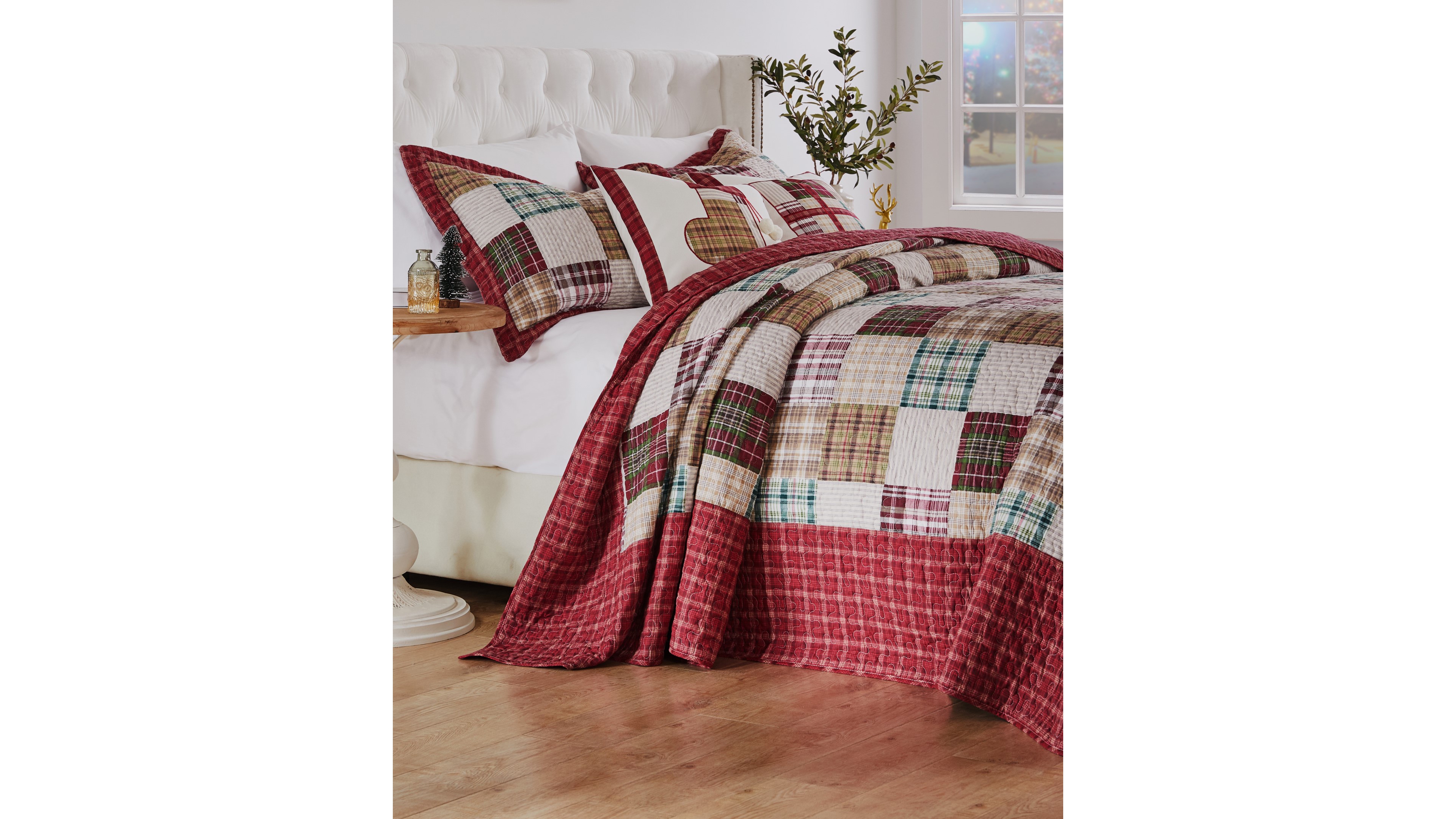 Greenland Home Fashions Oxford Traditional Plaid 3-Pc. Bedspread Set, King