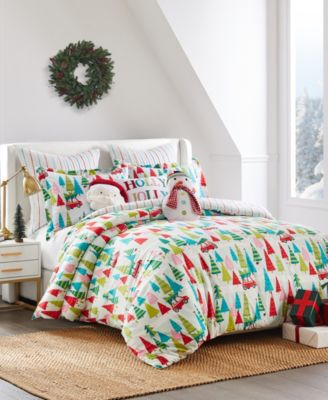 Merry Bright Holly Jolly Reversible 3-Pc. Comforter Set, King/California King