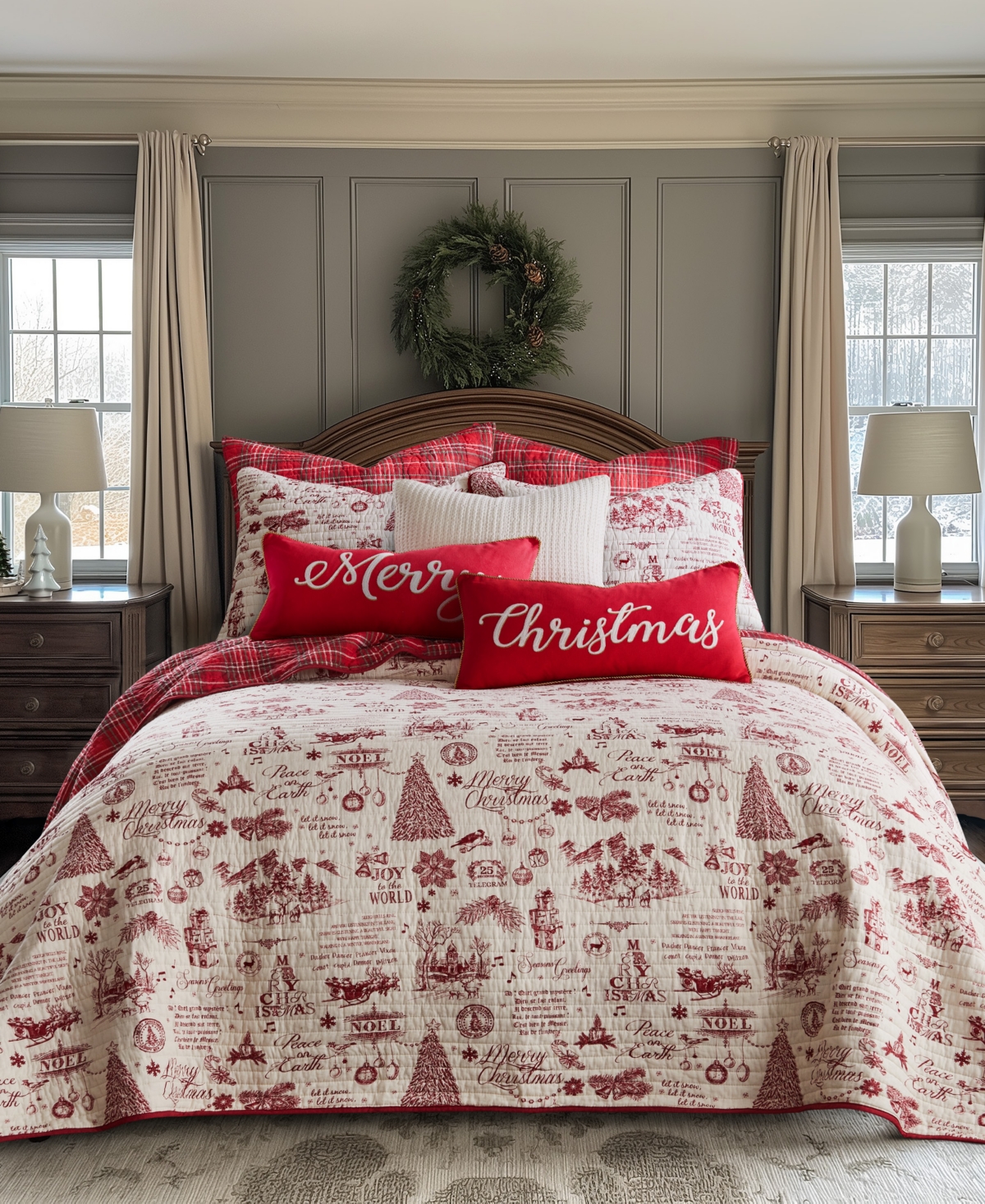 Levtex Yuletide Reversible 3-pc. Bedspread Set, King/california King In Red