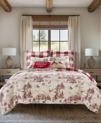 Winter Sleigh Ride Red 2-Pc. Sham Set, European