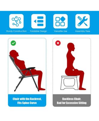 4 Pieces Patio Garden Adjustable Reclining Folding Chairs with Headrests