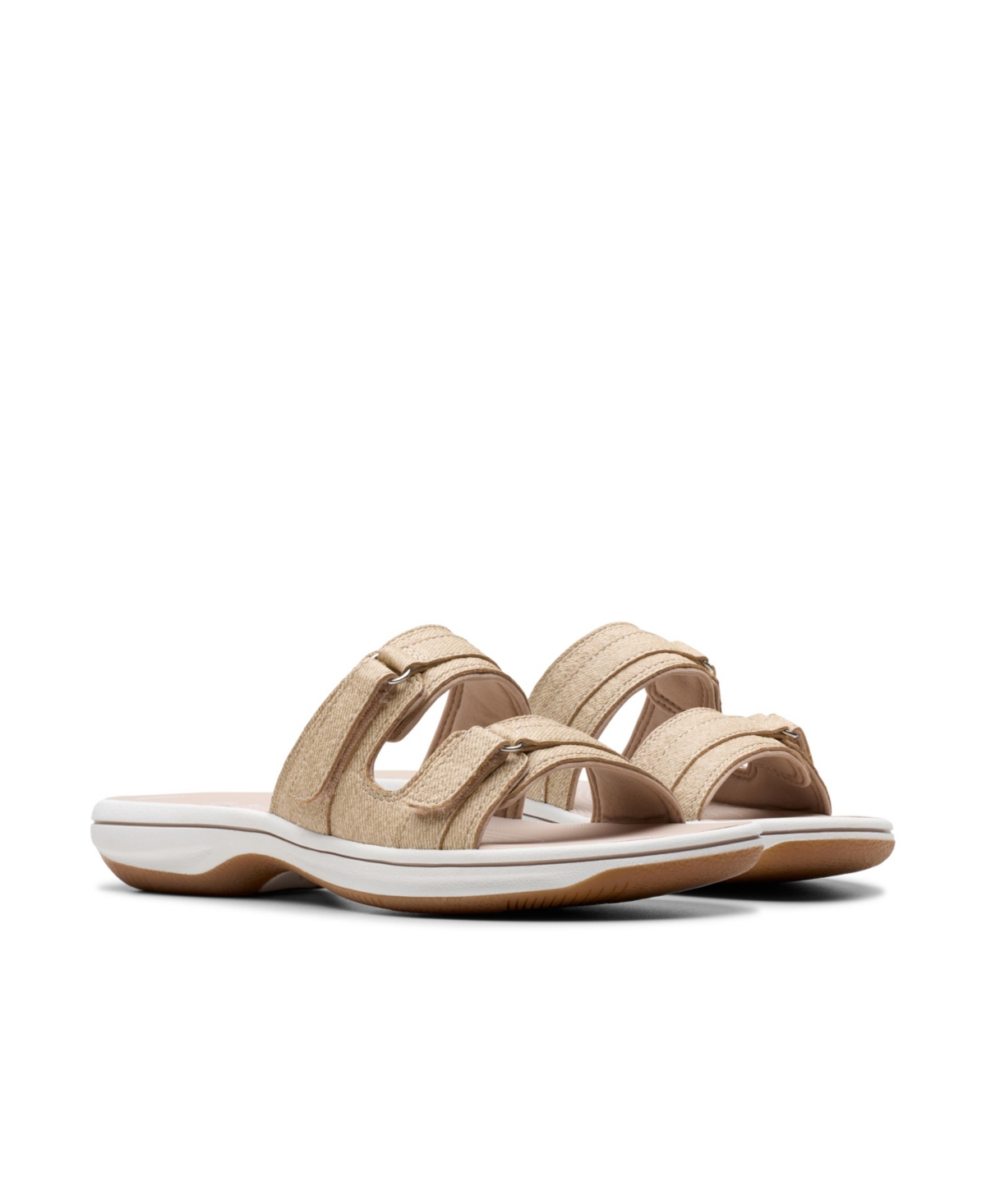 Shop Clarks Women's Cloudsteppers Breeze Piper Comfort Slide Sandals In Sand Synthetic