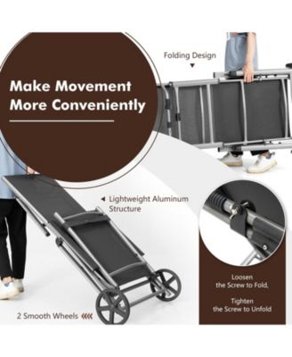 Adjustable Patio Folding Chaise Lounge Chair with Wheels