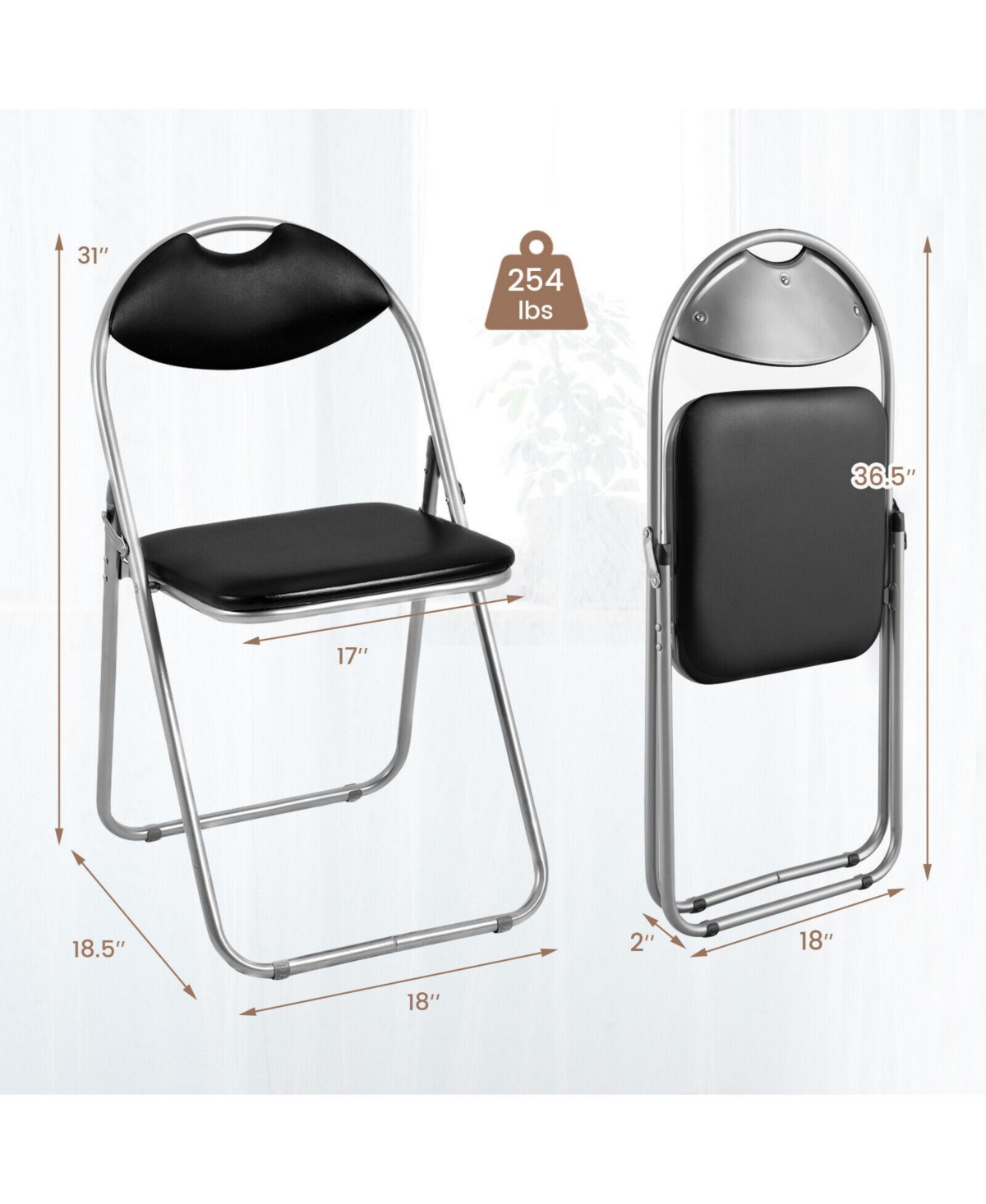 Sugift Pieces Portable Folding Dining Chairs Set with Carrying Handles