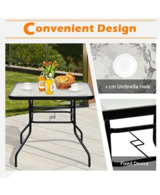 32" Outdoor Square Patio Dining Table with Convenient Umbrella Hole