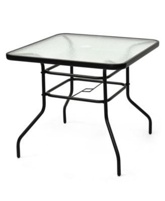 32" Outdoor Square Patio Dining Table with Convenient Umbrella Hole