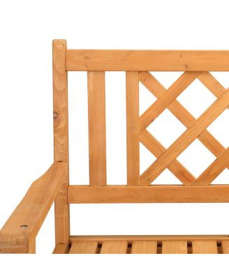 Outdoor Garden Fir Wood Bench with Grid Back in Burlywood – Stylish and Durable Seating Solution for Patios, Gardens, and Outdoor Spaces