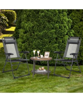 2 Pieces Patio Adjustable Folding Recliner Chairs with 7 Level Adjustable Backrest