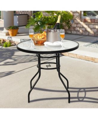 32" Round Outdoor Patio Dining Table with Convenient Umbrella Hole
