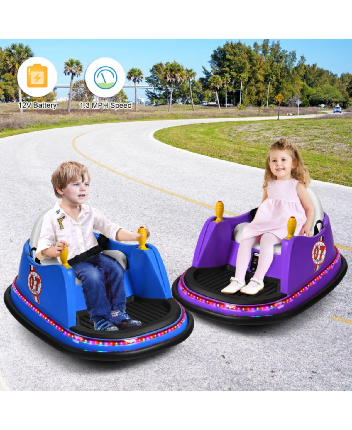 Sugift 12V Kids Ride On Bumper Car 360-Degree Spin Race Toy with Remote Control