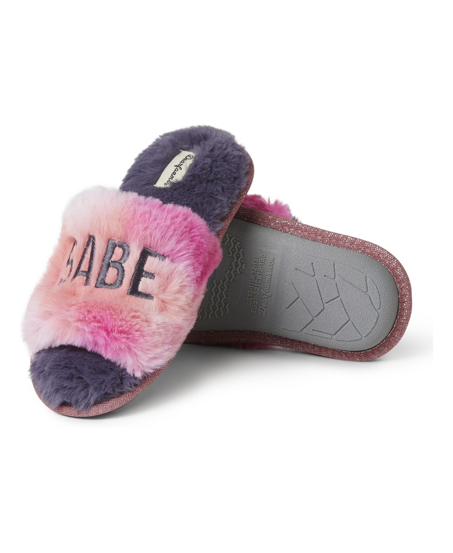Детские сандалии Dearfoams Kid's Girls Lana Fuzzy Slide Slipper Babe Squad — фото 5
