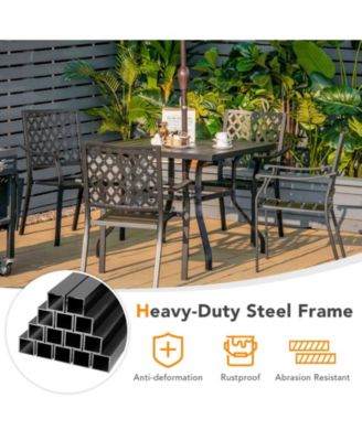 37 Inch Square Patio Dining Table with Umbrella Pole Hole