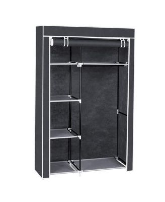 64" Portable Wardrobe Organizer with Clothes Rack and Shelves for Optimal Storage Solutions