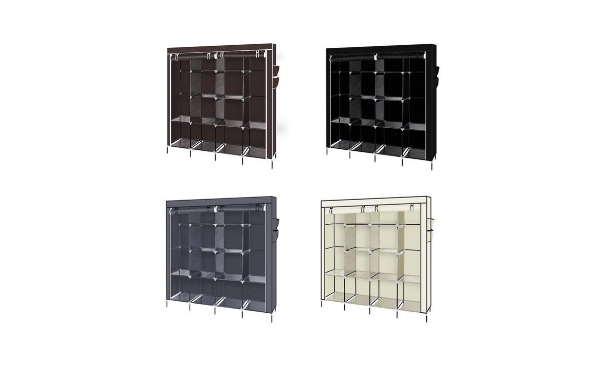 Slickblue Portable Clothes Closet with 12 Shelves and 4 Side Pockets for Efficient Storage Solutions