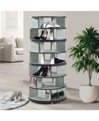 7-Tier Rotating Shoe Rack Organizer with 360° Spinning Lazy Susan Tower for Entryway and Closet