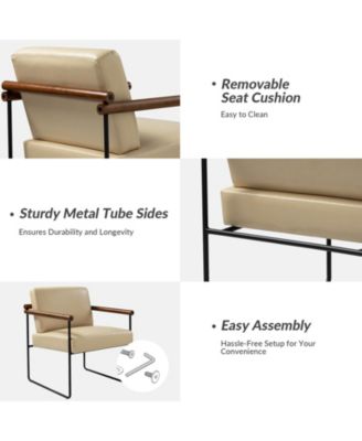 Modern Arm Chair with Sturdy Metal Tube Side