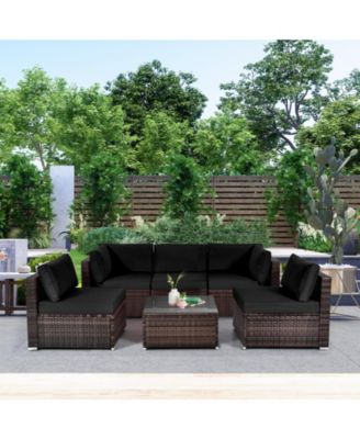 SUGIFT 6 Pieces Patio Rattan Furniture Set with Cushions