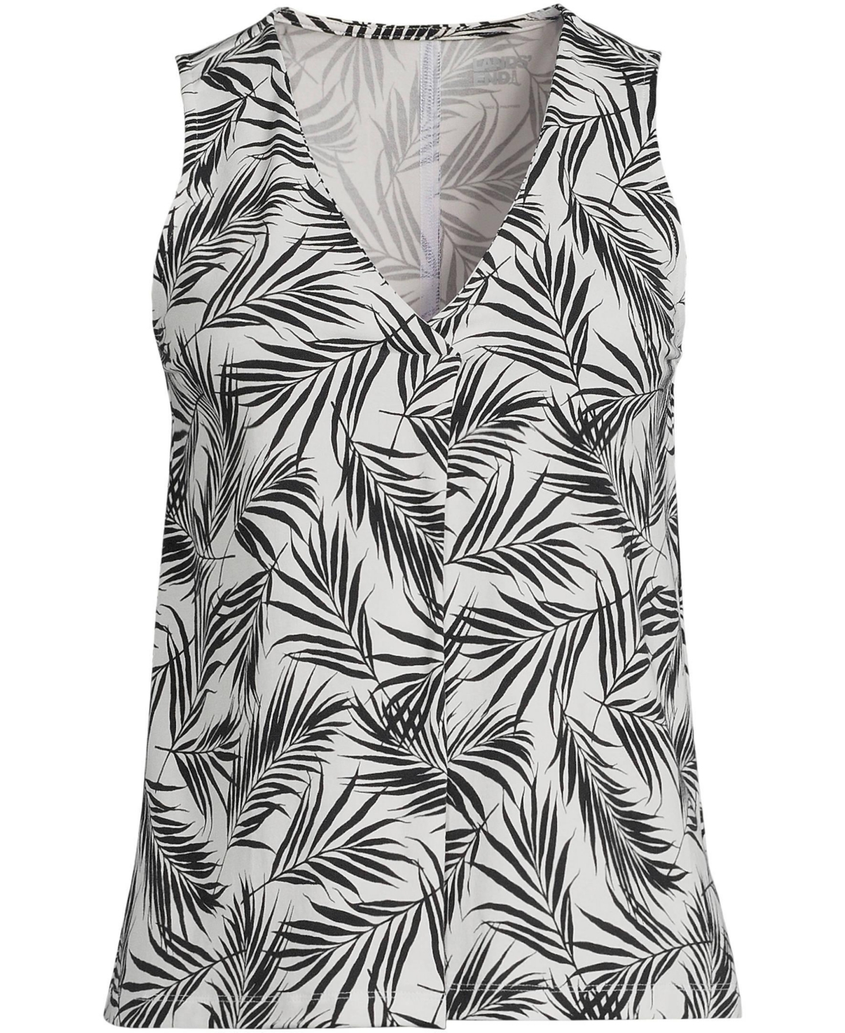 Lands' End Women's Lightweight Jersey Tank Top -black palm