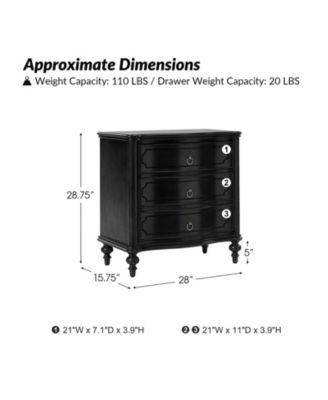 1 PC Solid Wood Spindle Legs Mauro Traditional 3-Drawer Nightstand