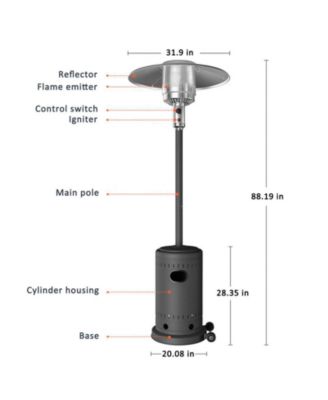 48000 BTU Propane Brown Patio Heater with Cover and Wheels