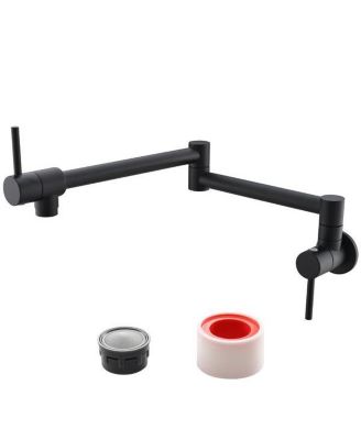Brass Folding Faucet 1/2" NPT Wall Mount Kitchen Faucet with Dual Handles for Cold Water