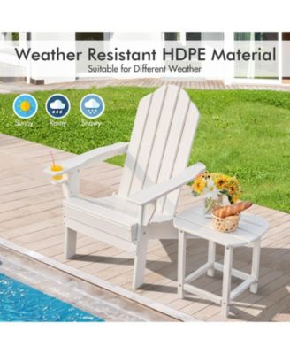Foldable Weather Resistant Patio Chair with Built-in Cup Holder
