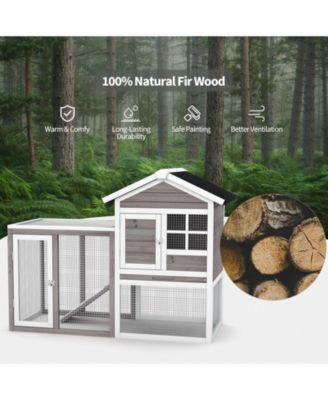 2-Story Wooden Rabbit/Dog Hutch with Running Area