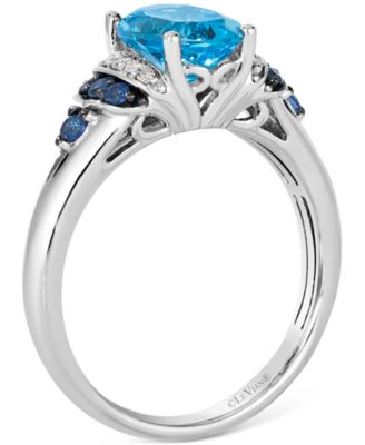 Blue Topaz (2 ct. t.w.), Blueberry Sapphire (1/6 ct. t.w.) & Nude Diamond (1/20 ct. t.w.) Statement Ring in 14k White Gold